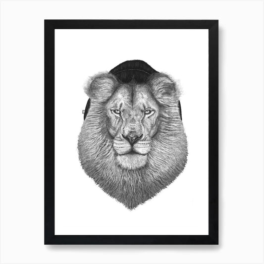 Lion In Hat Art Print Framed Wall Art Poster Canvas Print Picture