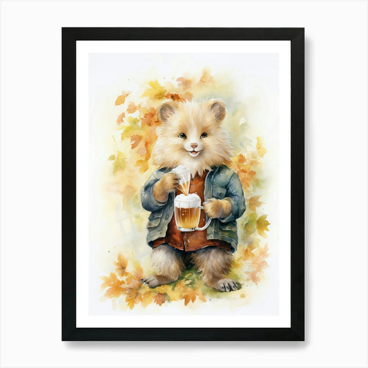 Drinking Games Watercolour Lion Art Framed Wall Art Poster Canvas Print Picture