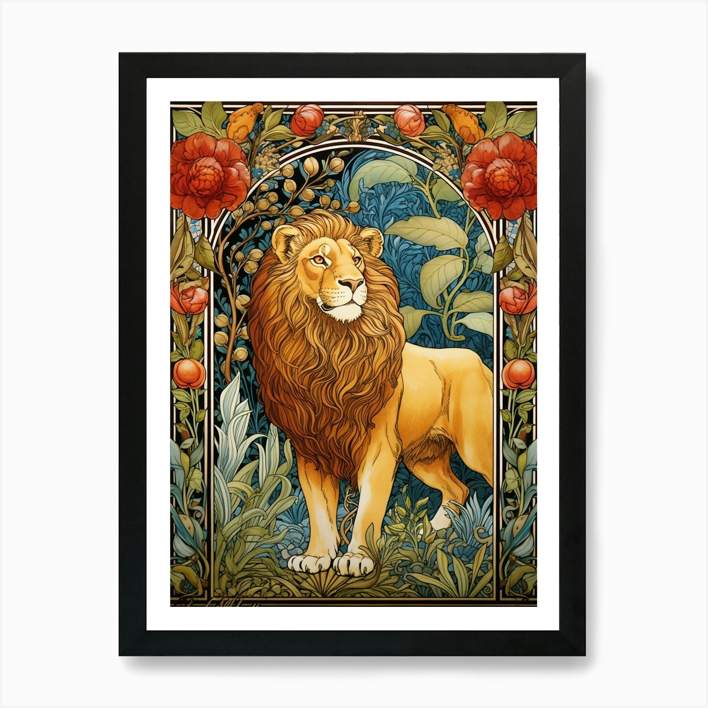 Lion In The Forest 6 Art Print Framed Wall Art Poster Canvas Print Picture