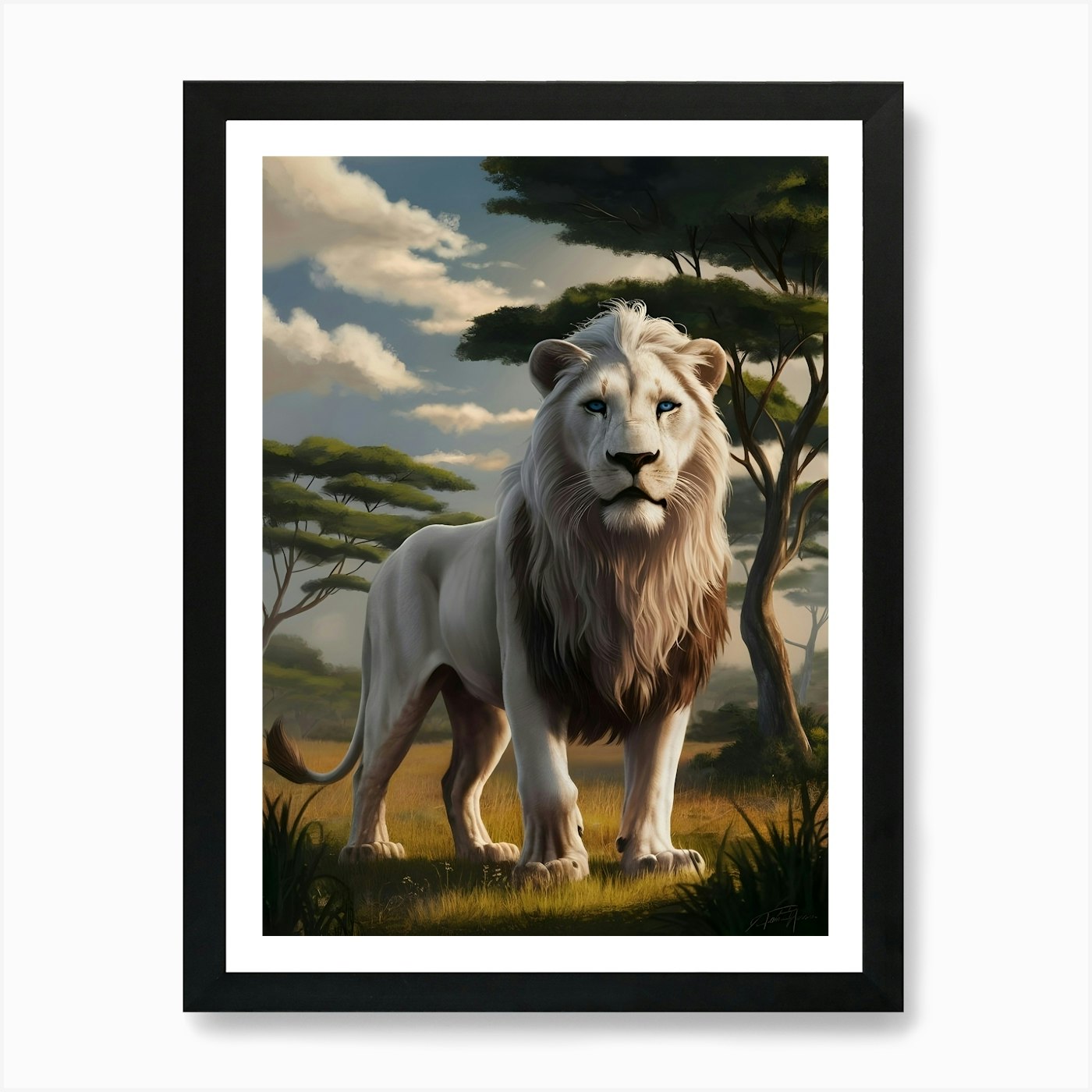 White Lion 1 Art Print Framed Wall Art Poster Canvas Print Picture