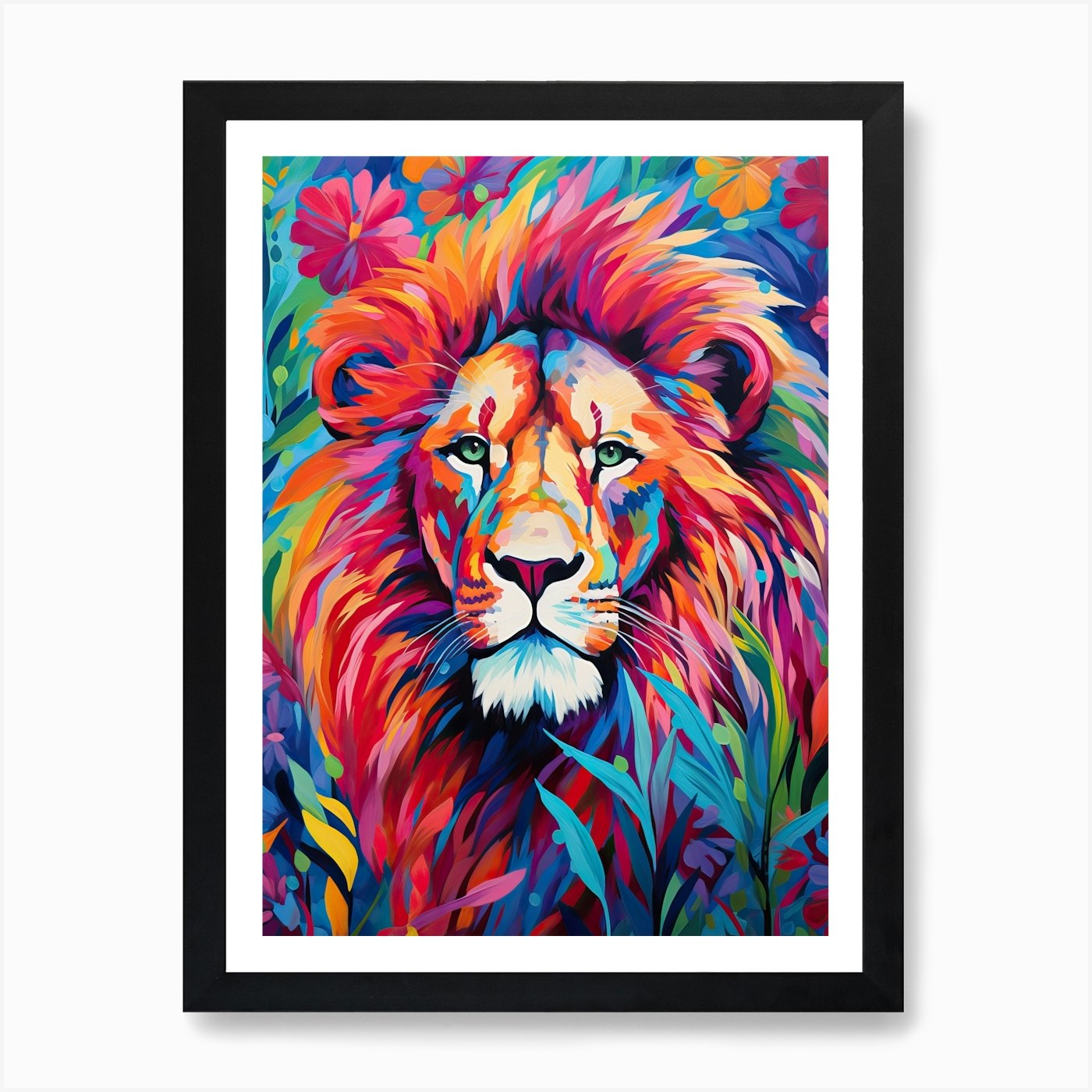 Lion Art Painting Fauvist Style 4 A Framed Wall Art Poster Canvas Print Picture