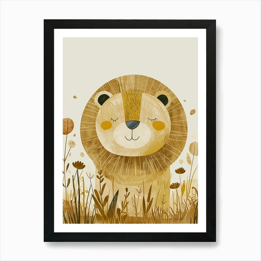 Lion In The Grass Art Print Framed Wall Art Poster Canvas Print Picture