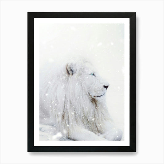 White Lion King Winter Art Print Framed Wall Art Poster Canvas Print Picture