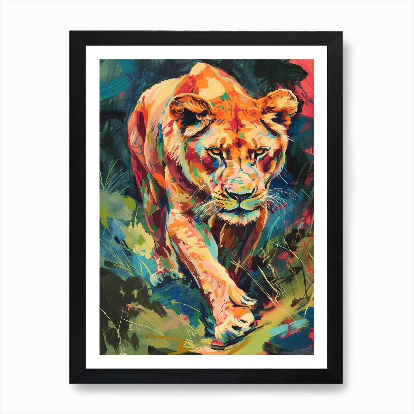 Transvaal Lion Lioness On The Prowl Framed Wall Art Poster Canvas Print Picture