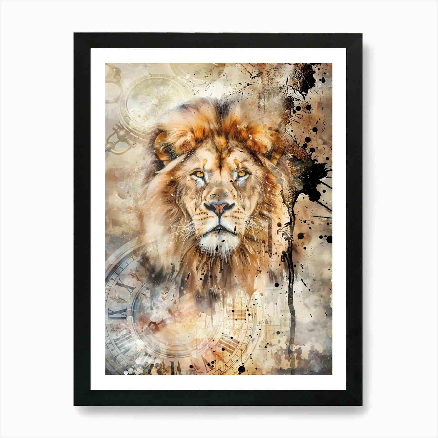 Poster Lion Africa Wild Animal Illu Framed Wall Art Poster Canvas Print Picture