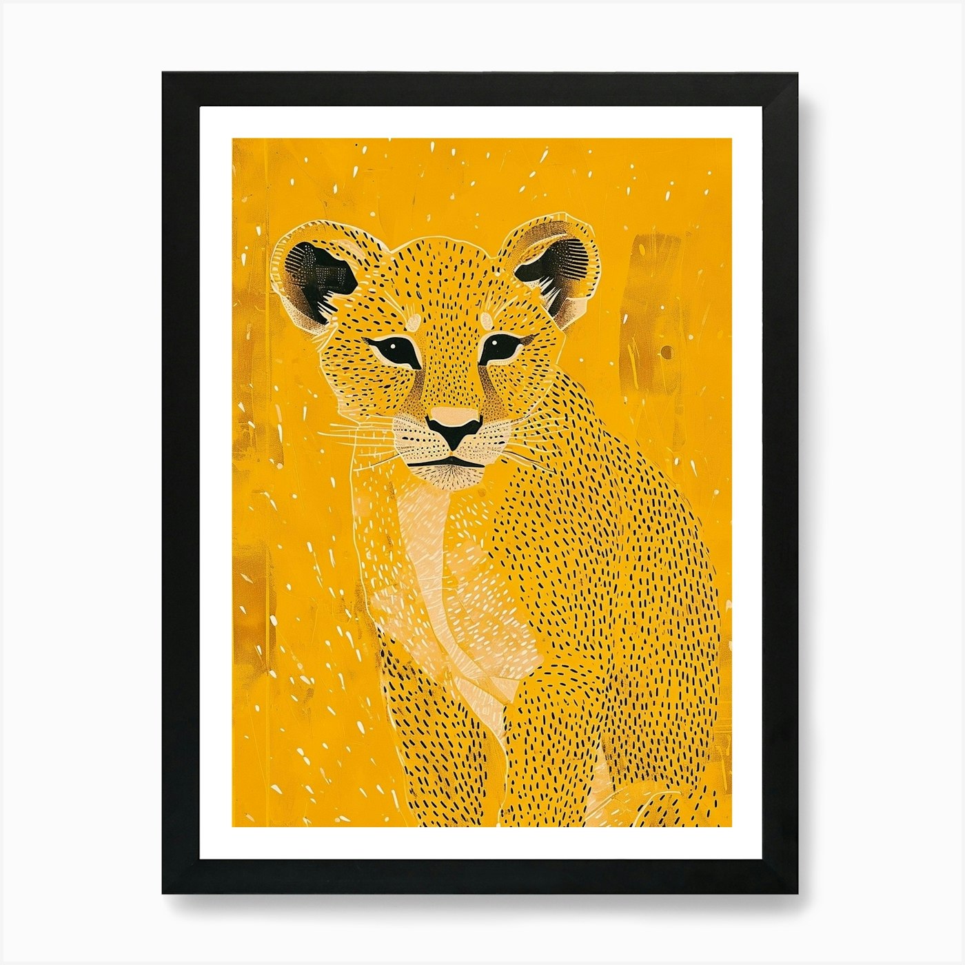 Yellow Mountain Lion 3 Art Print Framed Wall Art Poster Canvas Print Picture