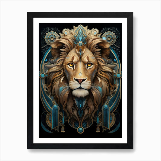 Lion Art Painting Art Deco 3 Art Pr Framed Wall Art Poster Canvas Print Picture