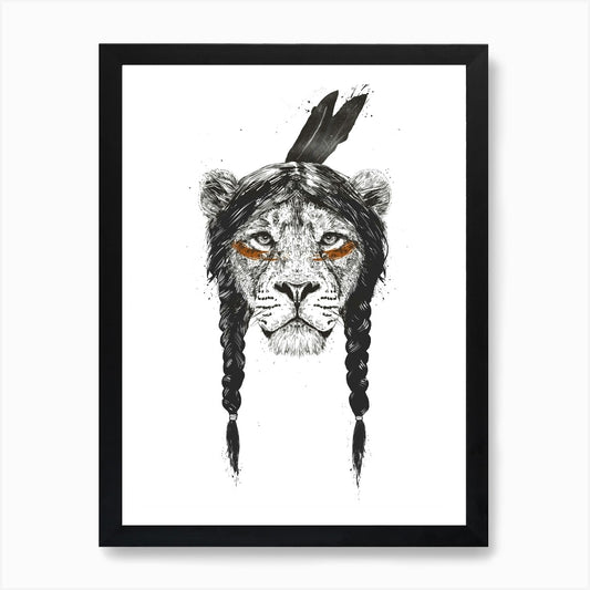 Warrior Lion Art Print Framed Wall Art Poster Canvas Print Picture