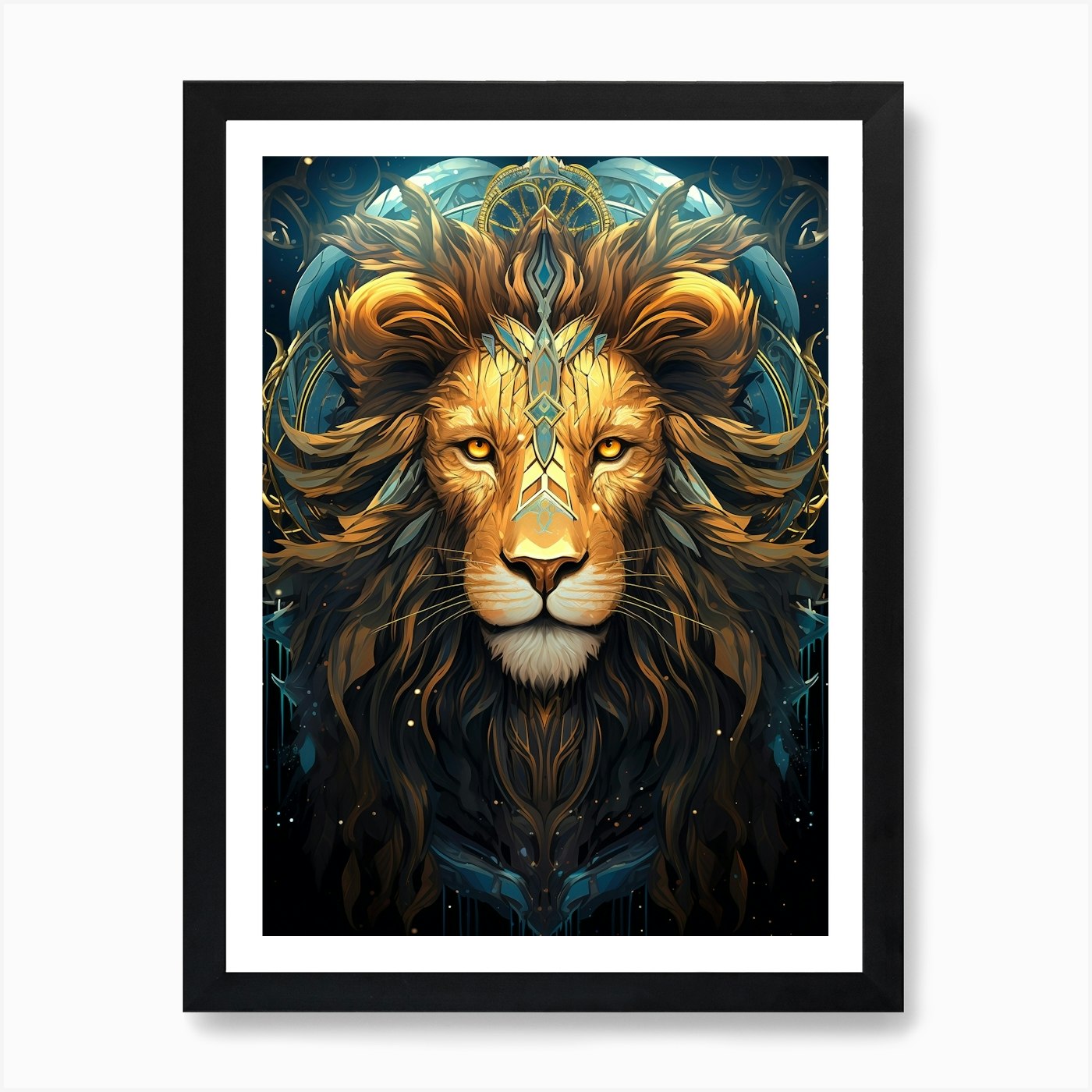 Lion Head Art Print Framed Wall Art Poster Canvas Print Picture