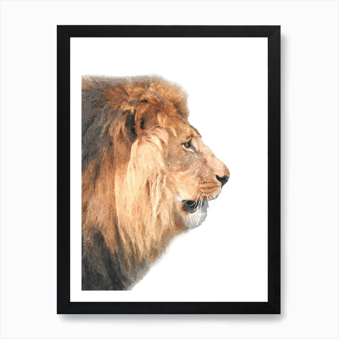 Lion Profile Watercolor Art Print Framed Wall Art Poster Canvas Print Picture