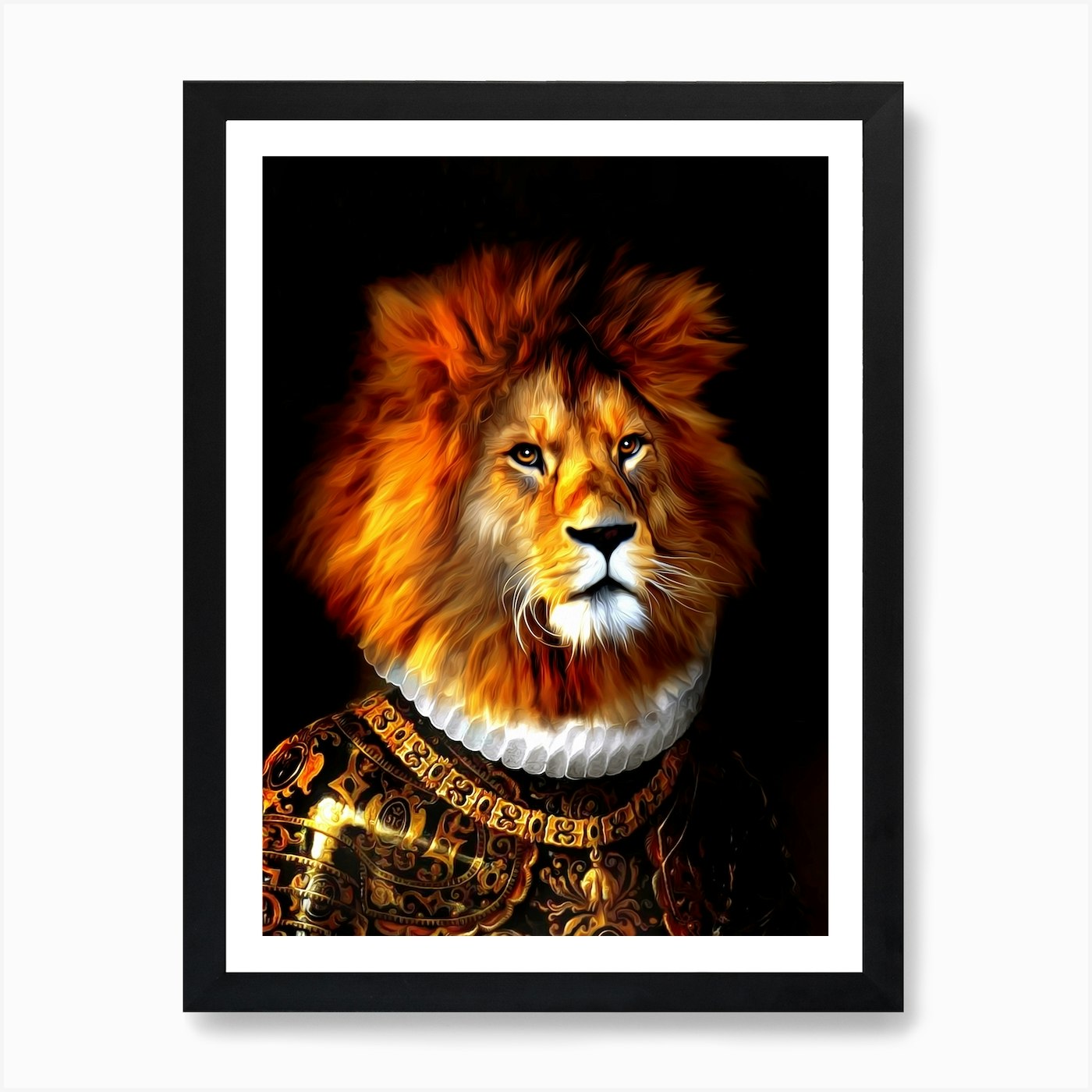 Young King Aras The Lion Pet Portra Framed Wall Art Poster Canvas Print Picture