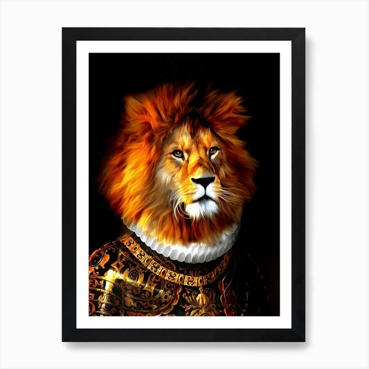 Young King Aras The Lion Pet Portra Framed Wall Art Poster Canvas Print Picture