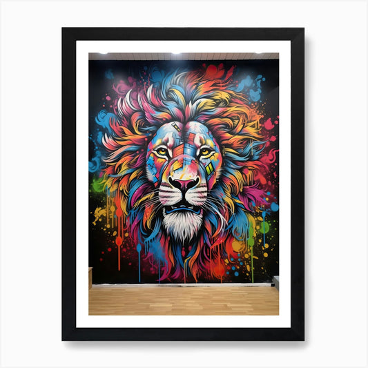 Lion Art Painting Mural Style 1 Art Framed Wall Art Poster Canvas Print Picture