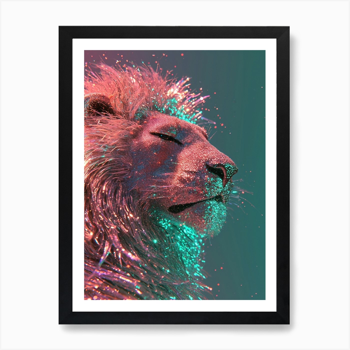 Glitter Lion Art Print Framed Wall Art Poster Canvas Print Picture