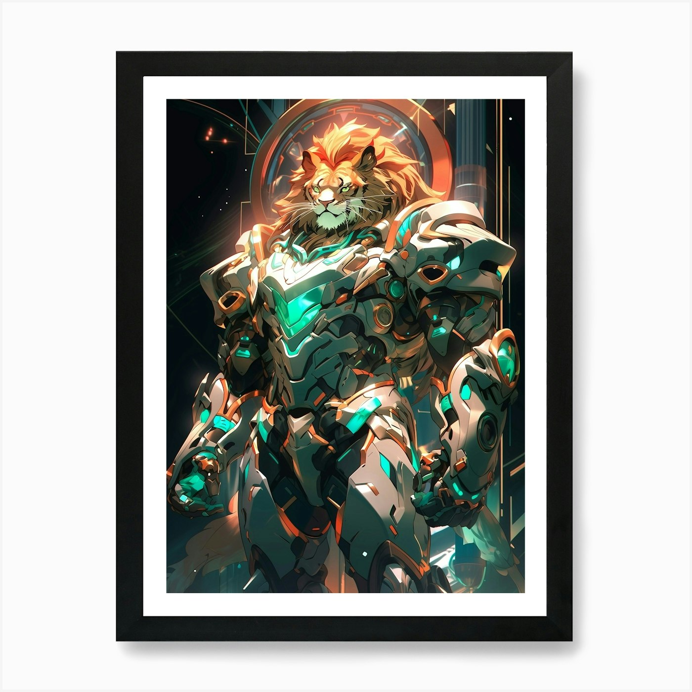 Futuristic Lion Art Print Framed Wall Art Poster Canvas Print Picture
