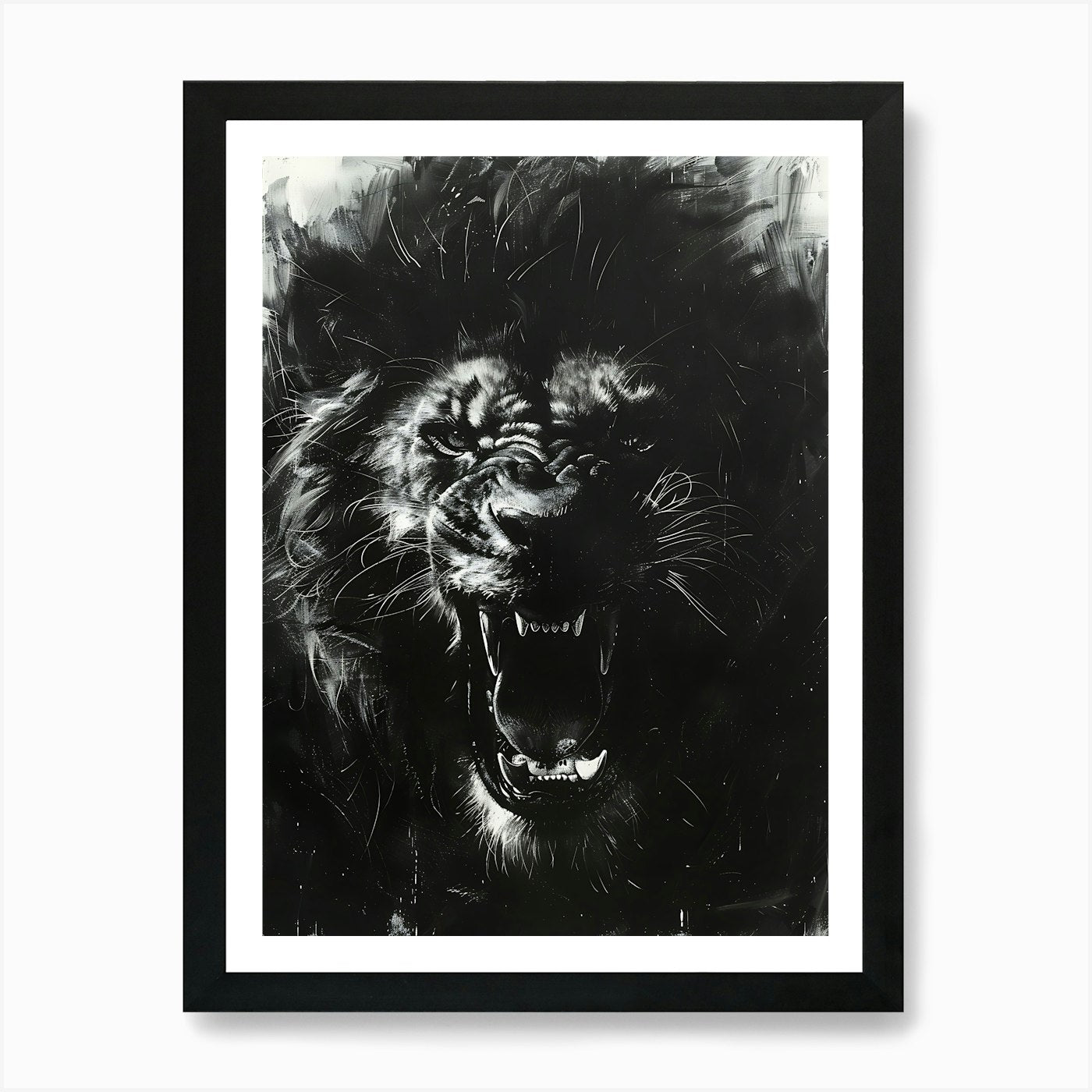 Lion Roaring 2 Art Print Framed Wall Art Poster Canvas Print Picture