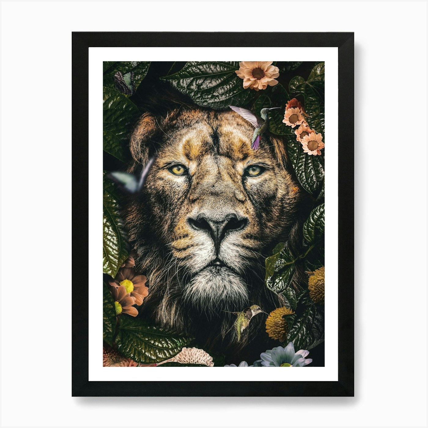 Lion In The Forest 2 Art Print Framed Wall Art Poster Canvas Print Picture
