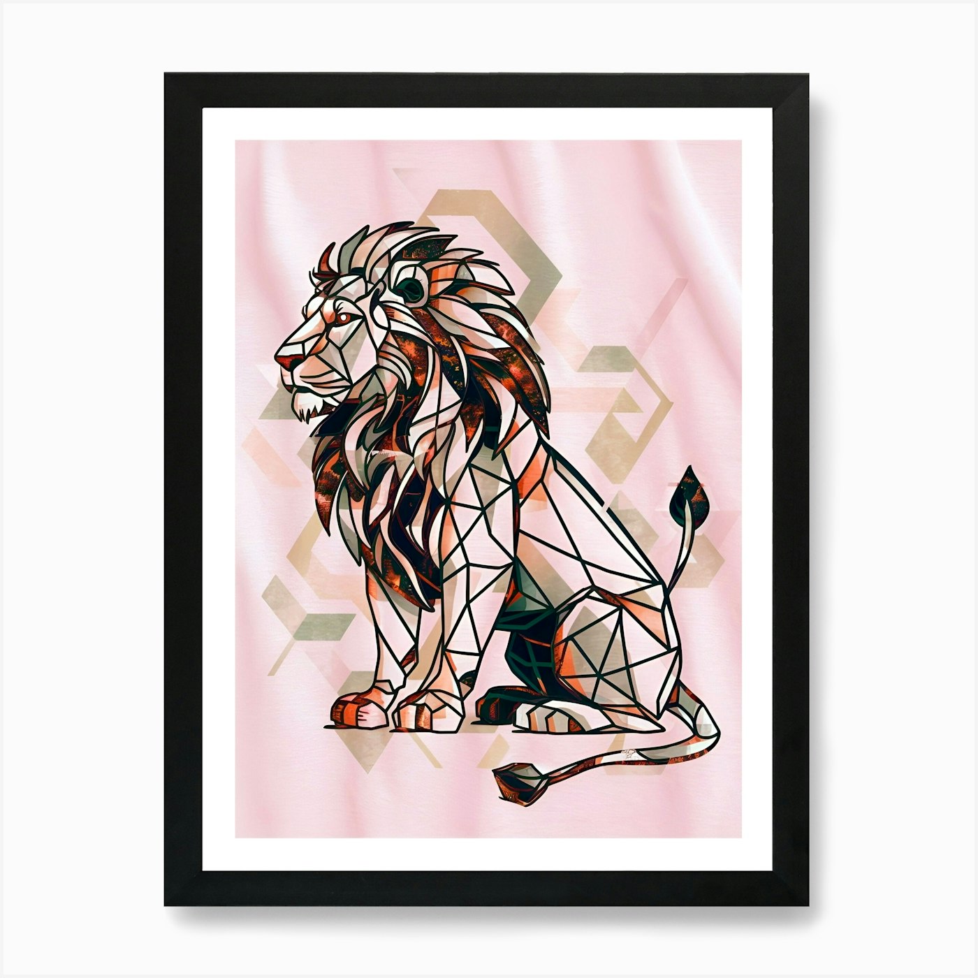 Geometric Lion Art Print Framed Wall Art Poster Canvas Print Picture