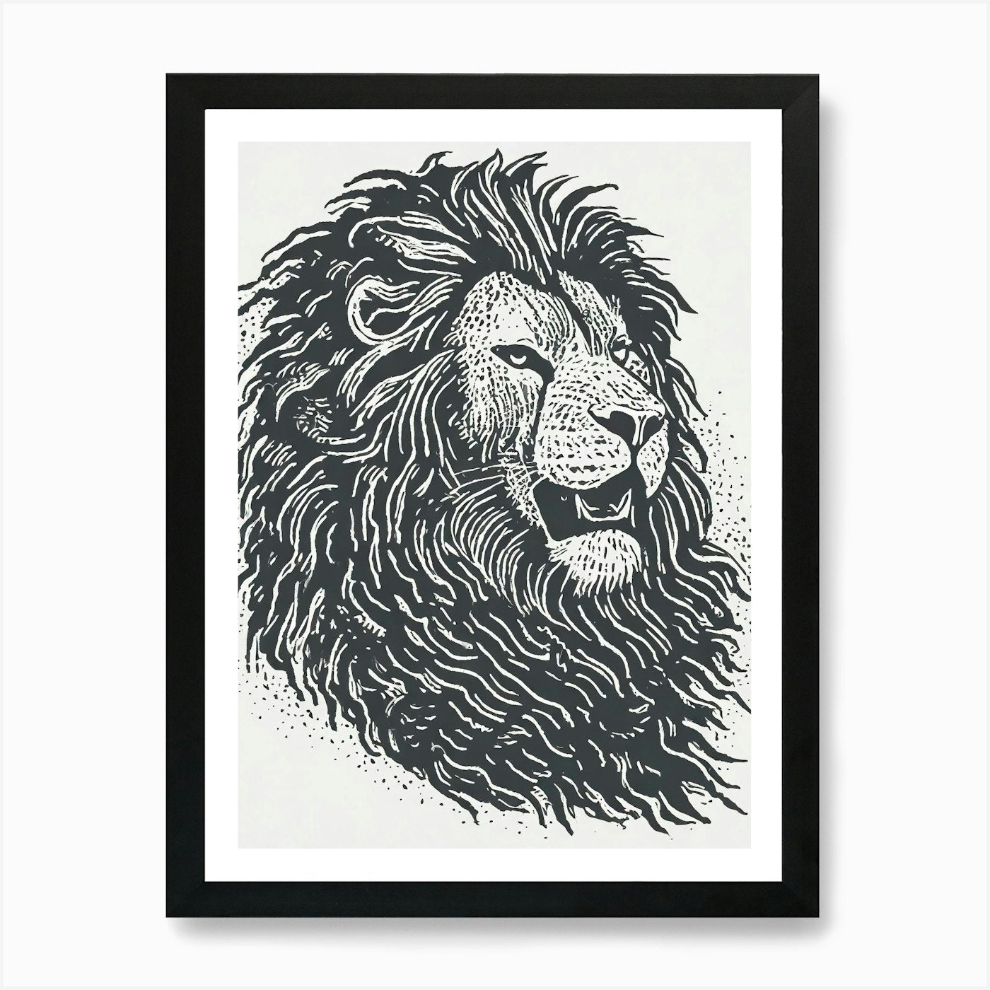 A Regal Lion’S Mane In A Windstorm  Framed Wall Art Poster Canvas Print Picture