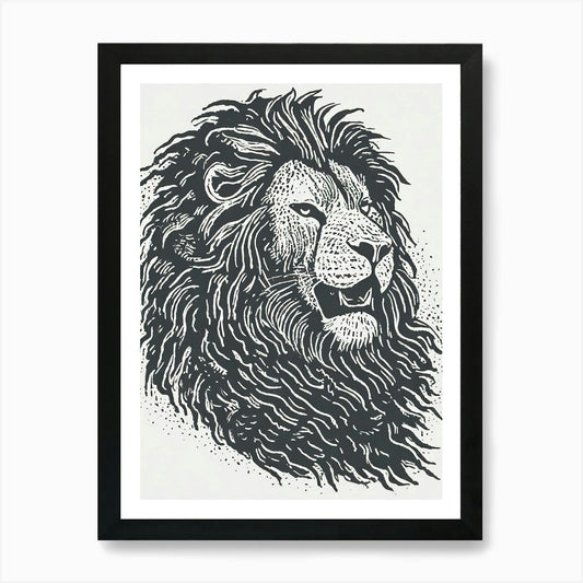 A Regal Lion’S Mane In A Windstorm  Framed Wall Art Poster Canvas Print Picture