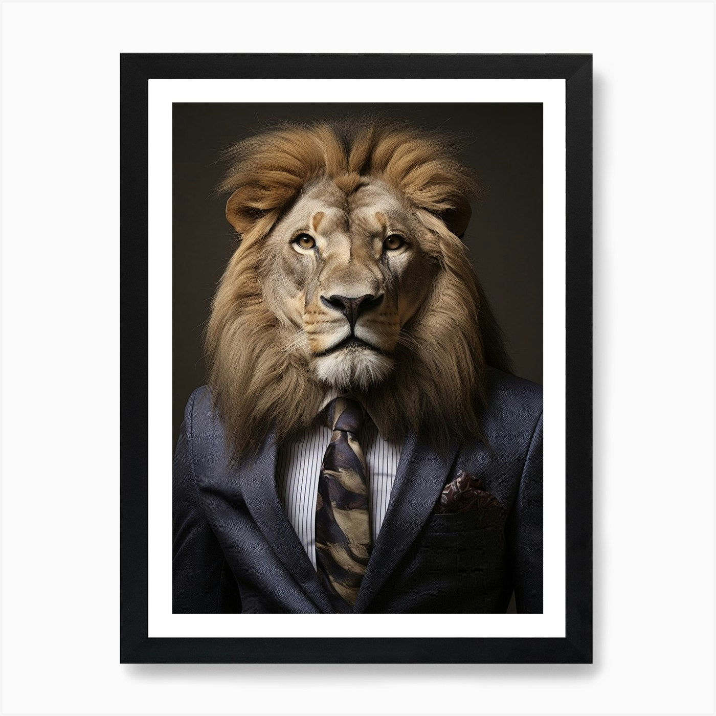 African Lion Wearing A Suit 8 Art P Framed Wall Art Poster Canvas Print Picture