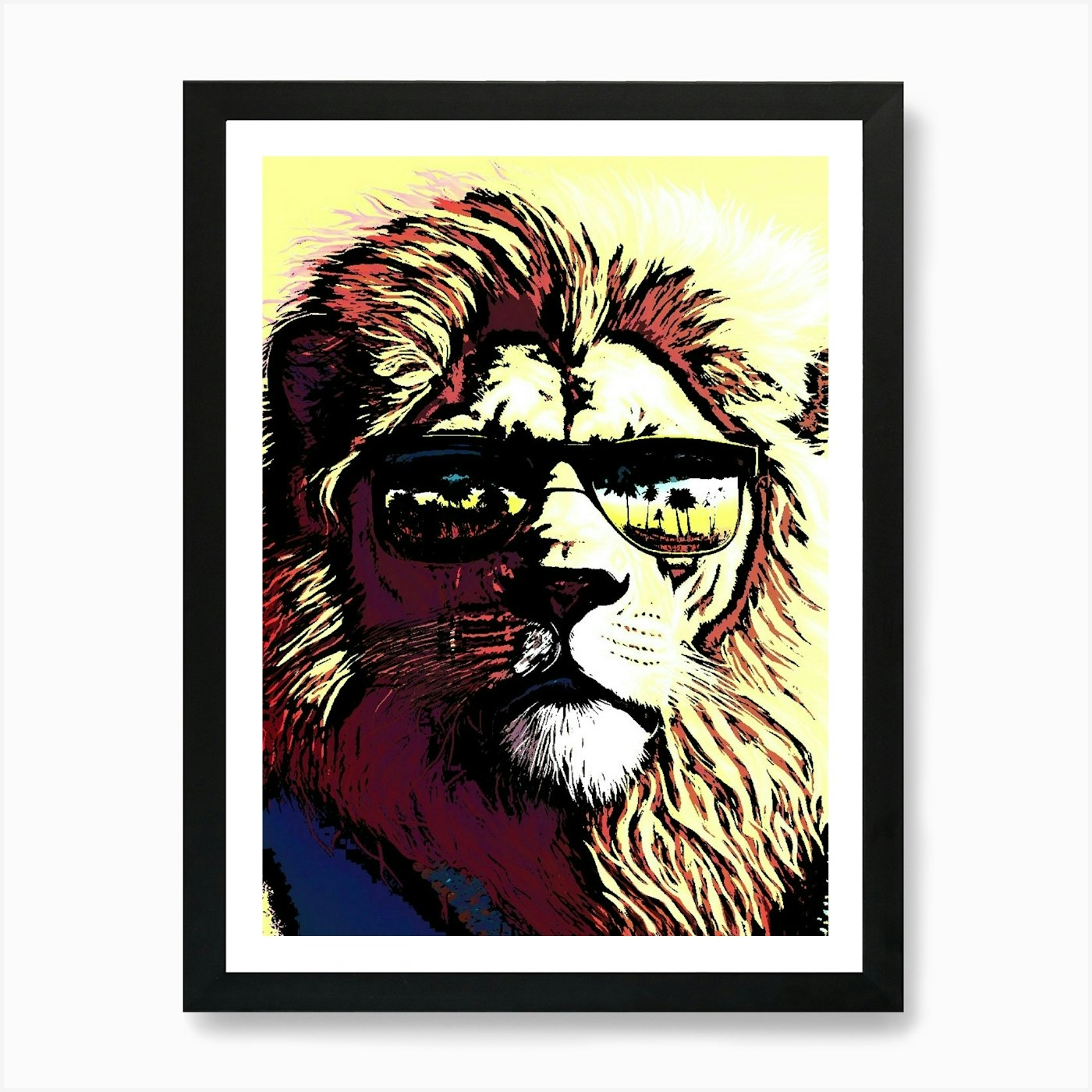 Lion In Sunglasses Art Print Framed Wall Art Poster Canvas Print Picture