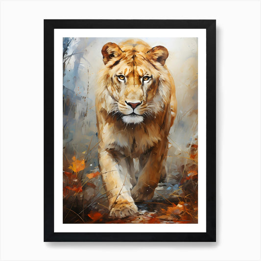 Lion In The Woods Art Print Framed Wall Art Poster Canvas Print Picture