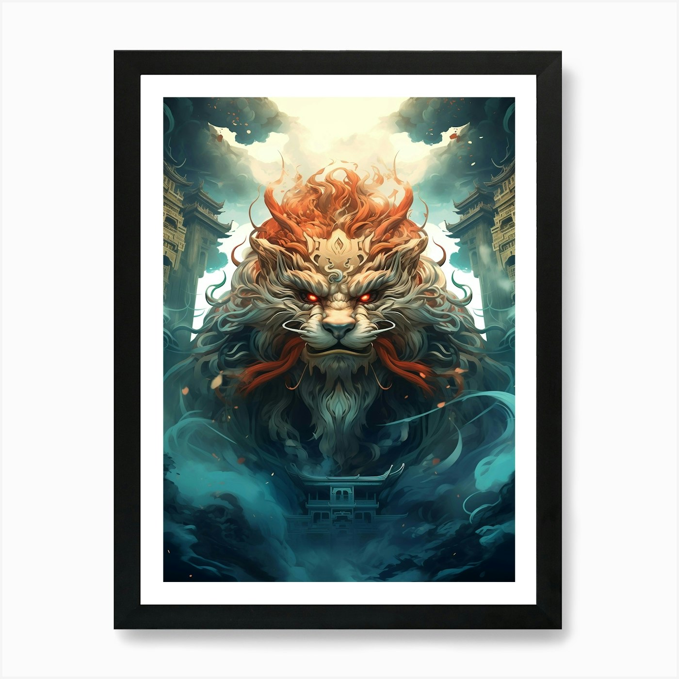 Lion Sky Mountain Art Print Framed Wall Art Poster Canvas Print Picture