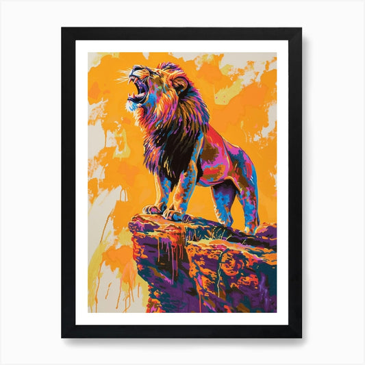 Transvaal Lion Roaring On A Cliff F Framed Wall Art Poster Canvas Print Picture
