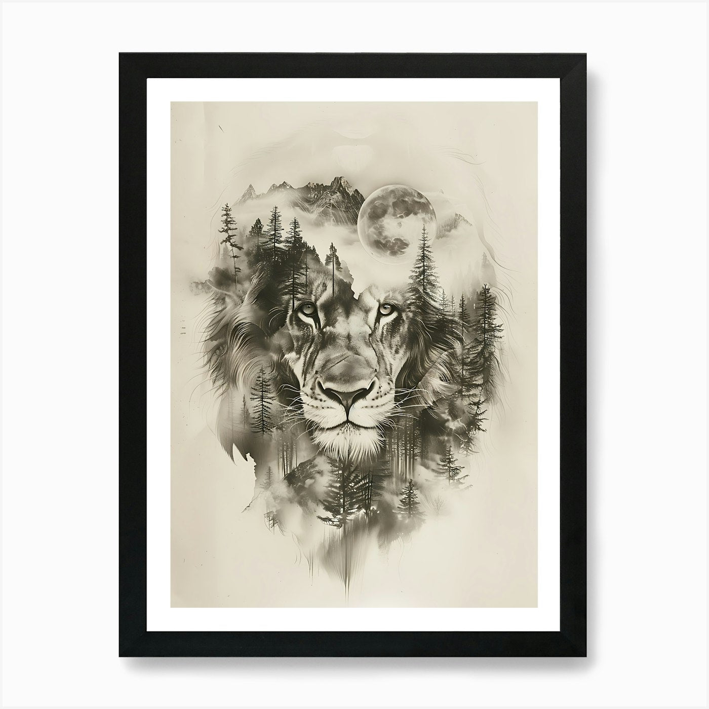 Lion In The Forest 11 Art Print Framed Wall Art Poster Canvas Print Picture