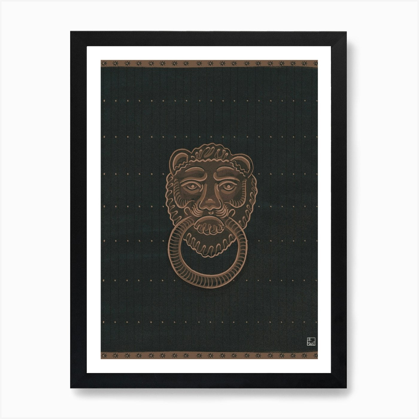 Lion Head On Door Knob Art Print Framed Wall Art Poster Canvas Print Picture