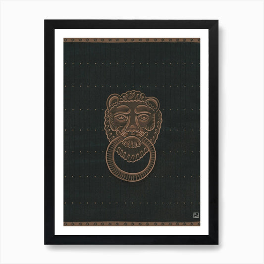 Lion Head On Door Knob Art Print Framed Wall Art Poster Canvas Print Picture