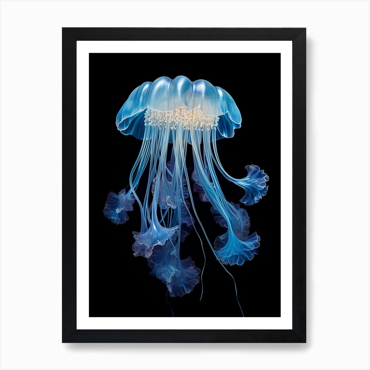 Lions Mane Jellyfish Realistic 4 Ar Framed Wall Art Poster Canvas Print Picture