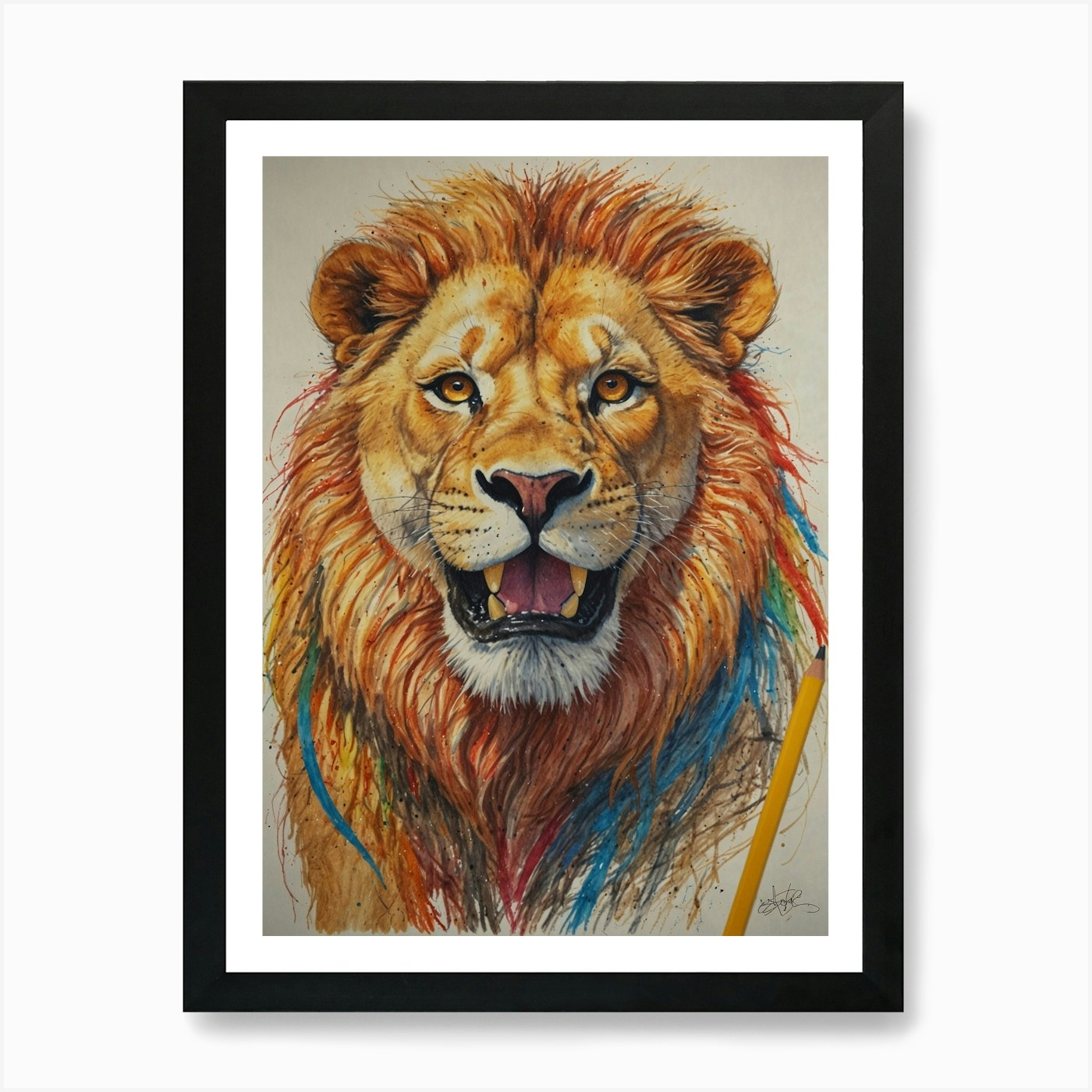 Lion Drawing 7 Art Print Framed Wall Art Poster Canvas Print Picture