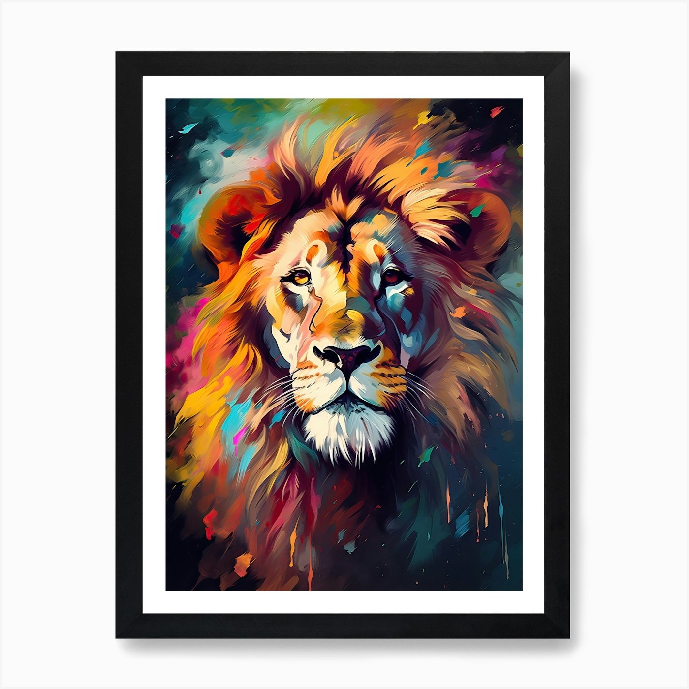 Lion Art Painting Abstract Art 2 Ar Framed Wall Art Poster Canvas Print Picture