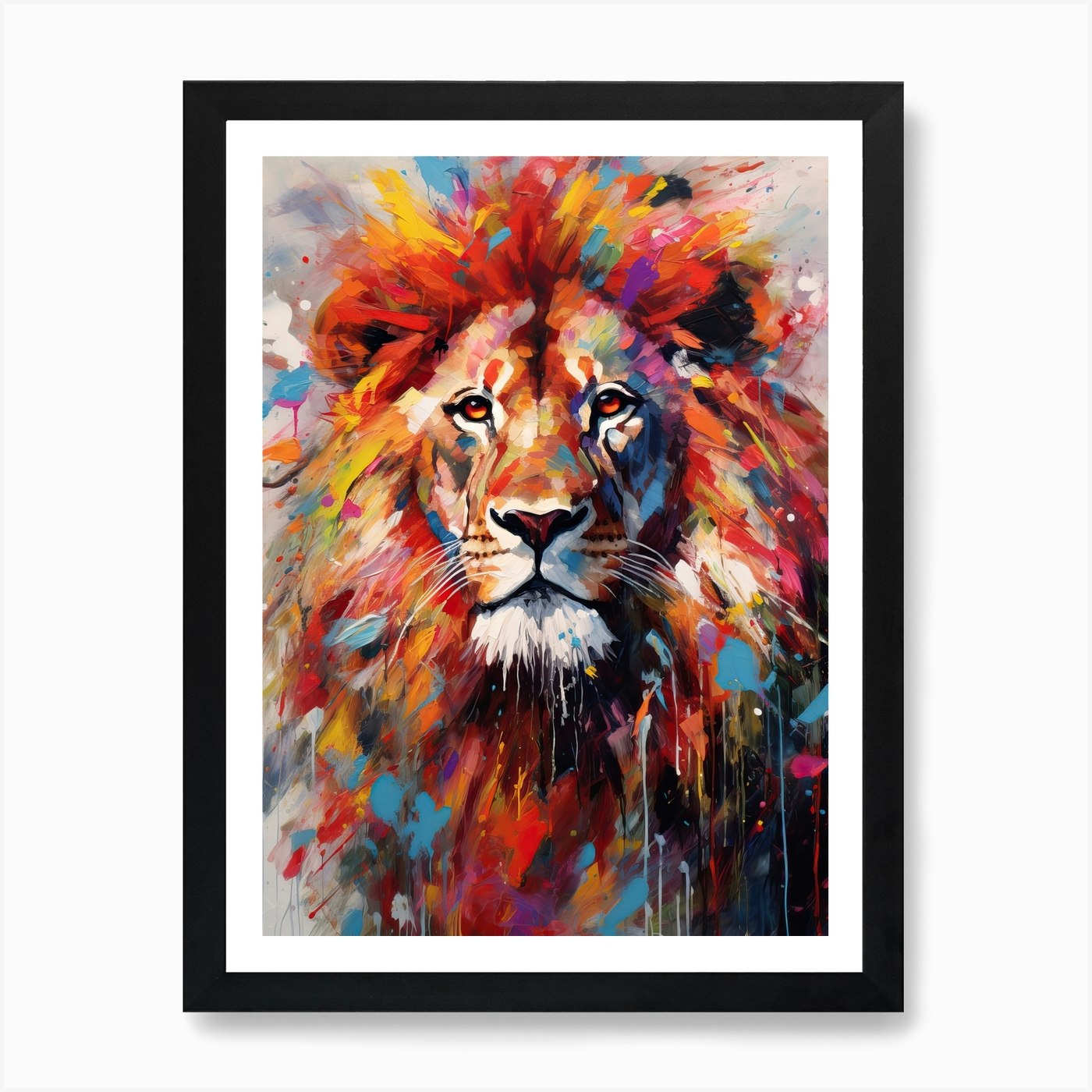 Lion Art Painting Abstract Art Expr Framed Wall Art Poster Canvas Print Picture