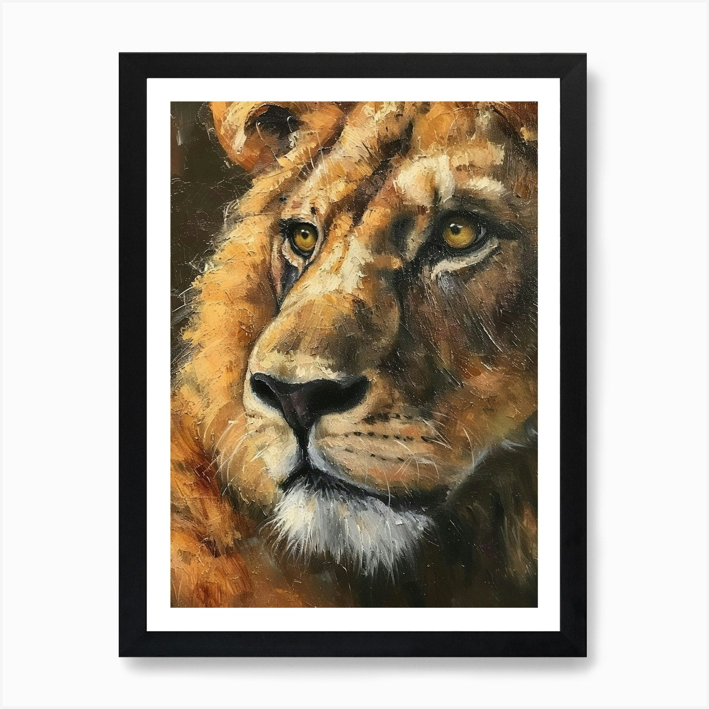 Barbary Lion Portrait Close Up 7 Ar Framed Wall Art Poster Canvas Print Picture