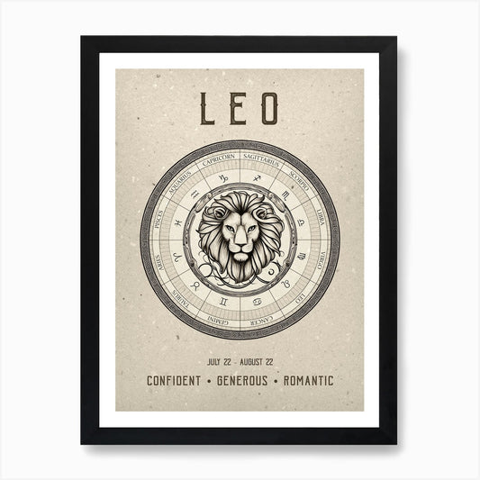 Lion Zodiac Sign Art Print Framed Wall Art Poster Canvas Print Picture