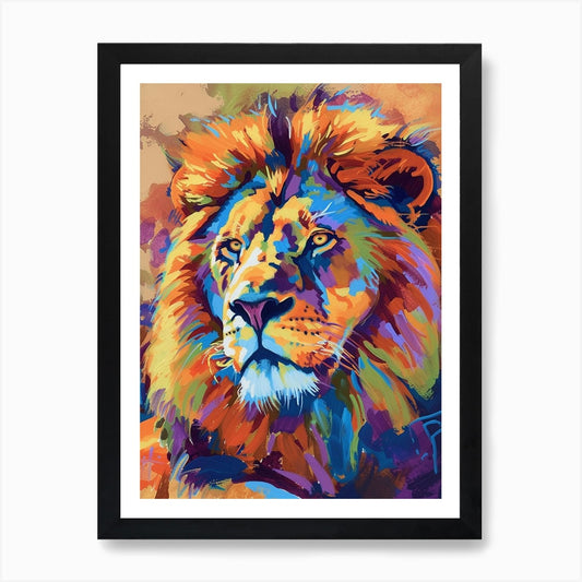Southwest African Lion Symbolic Ima Framed Wall Art Poster Canvas Print Picture