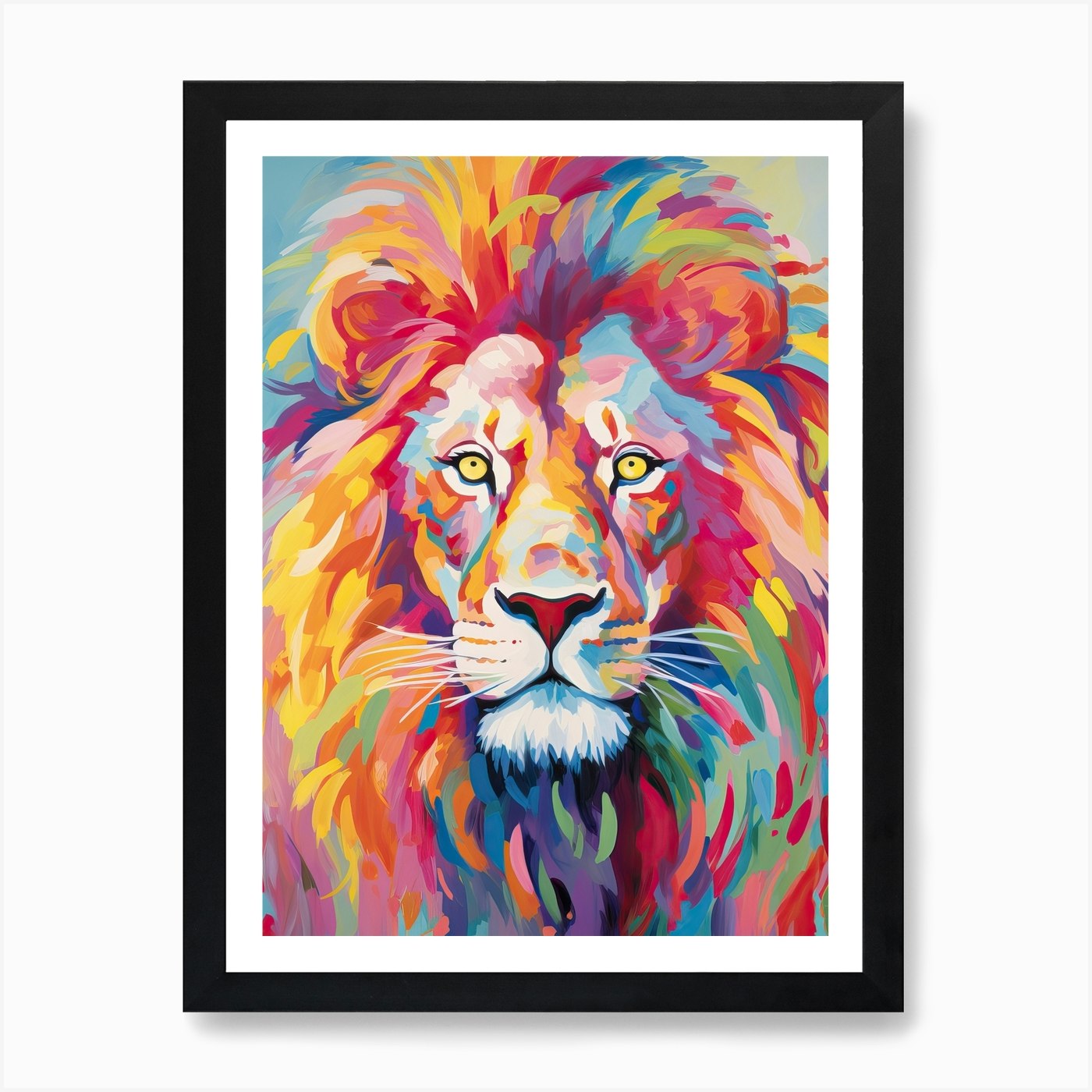 Lion Art Painting Fauvist Style 3 A Framed Wall Art Poster Canvas Print Picture
