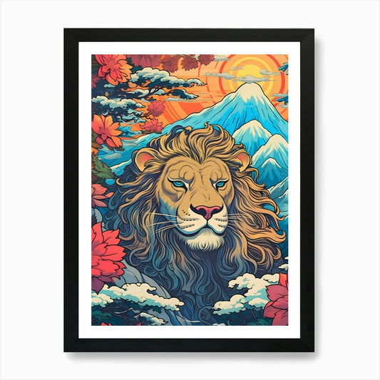 Lion In The Mountains 1 Art Print Framed Wall Art Poster Canvas Print Picture