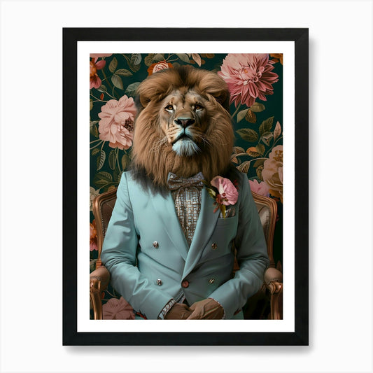 Lion In A Suit 2 Art Print Framed Wall Art Poster Canvas Print Picture