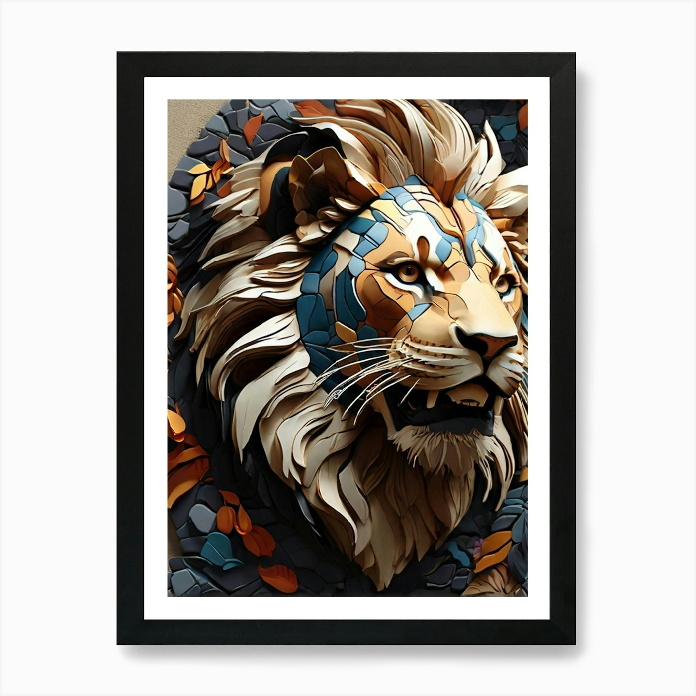 Lion Sculpture Art Print Framed Wall Art Poster Canvas Print Picture