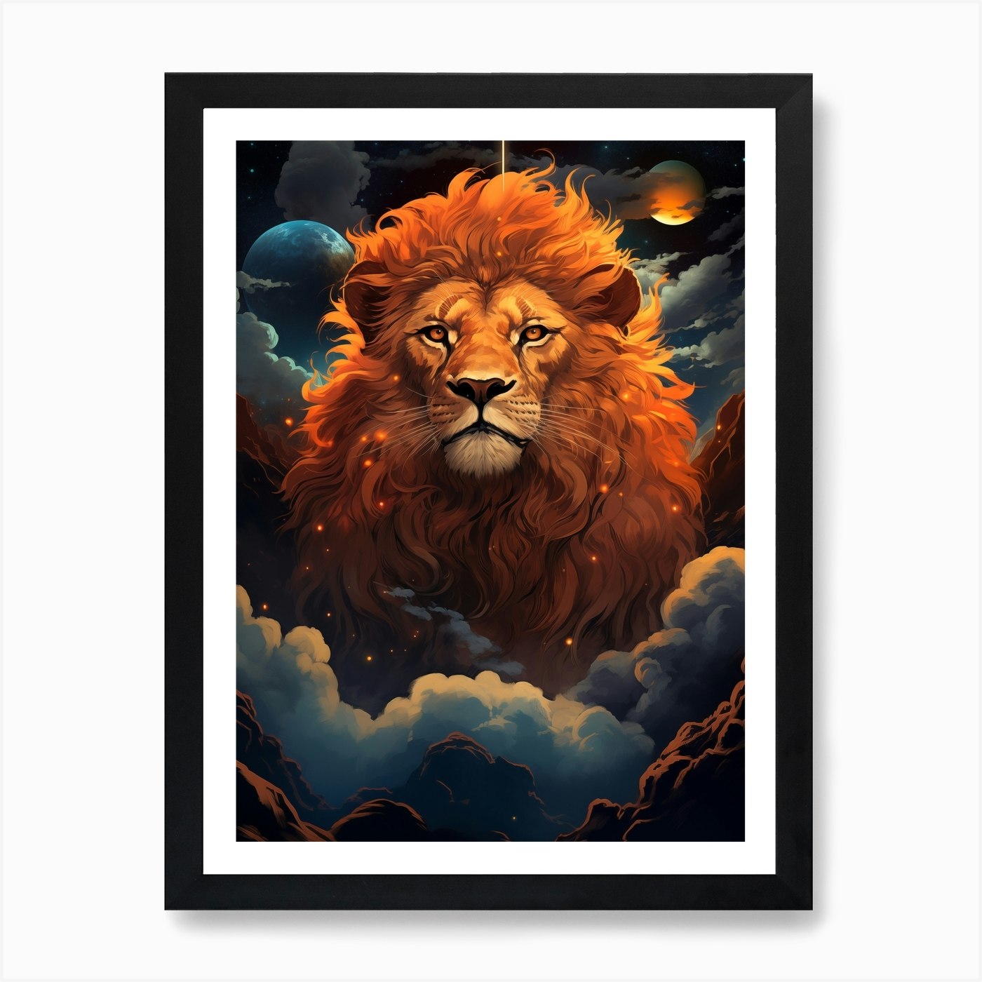 Lion In The Sky Art Print Framed Wall Art Poster Canvas Print Picture