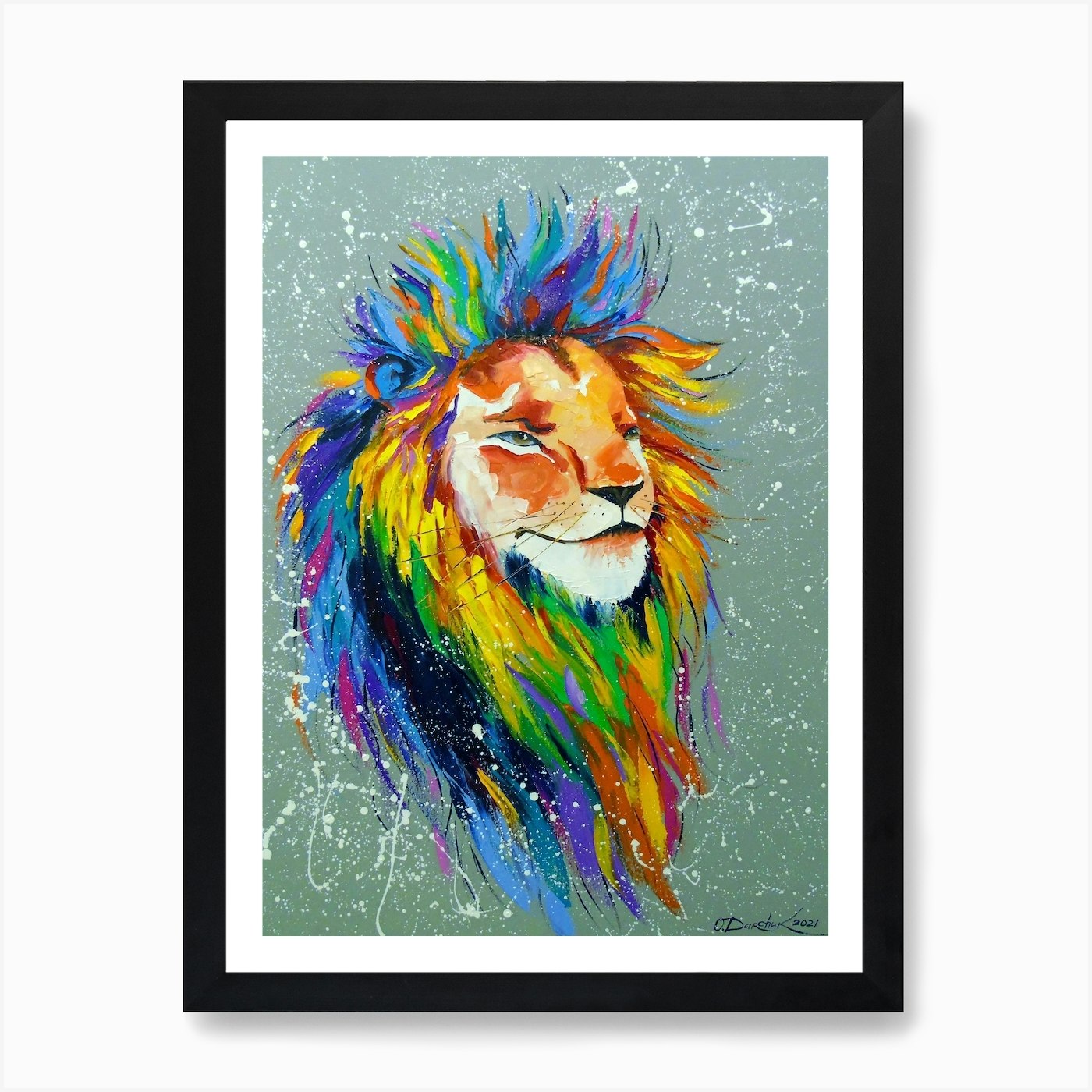Rainbow Lion 1 Art Print Framed Wall Art Poster Canvas Print Picture