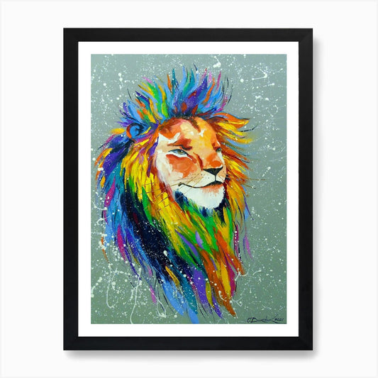 Rainbow Lion 1 Art Print Framed Wall Art Poster Canvas Print Picture