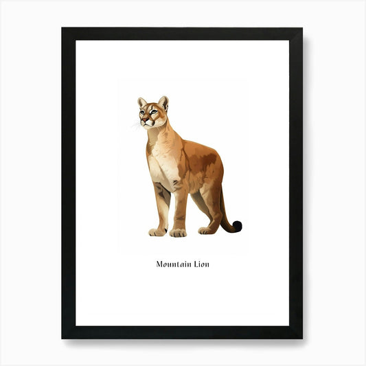 Mountain Lion Kids Animal Poster Ar Framed Wall Art Poster Canvas Print Picture