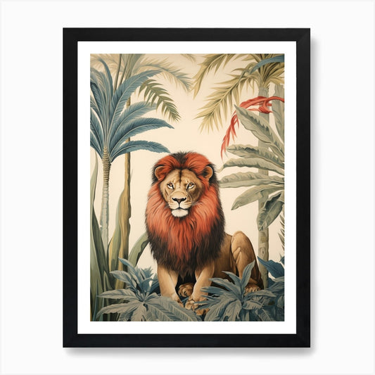 Lion 2 Tropical Animal Portrait Art Framed Wall Art Poster Canvas Print Picture