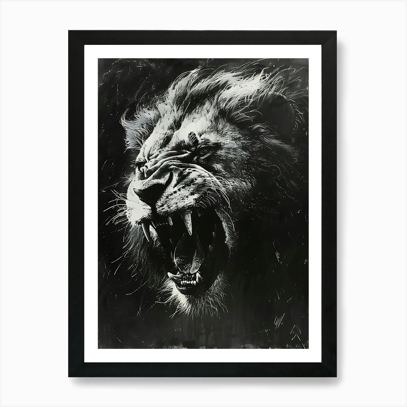 Lion Roaring Art Print Framed Wall Art Poster Canvas Print Picture