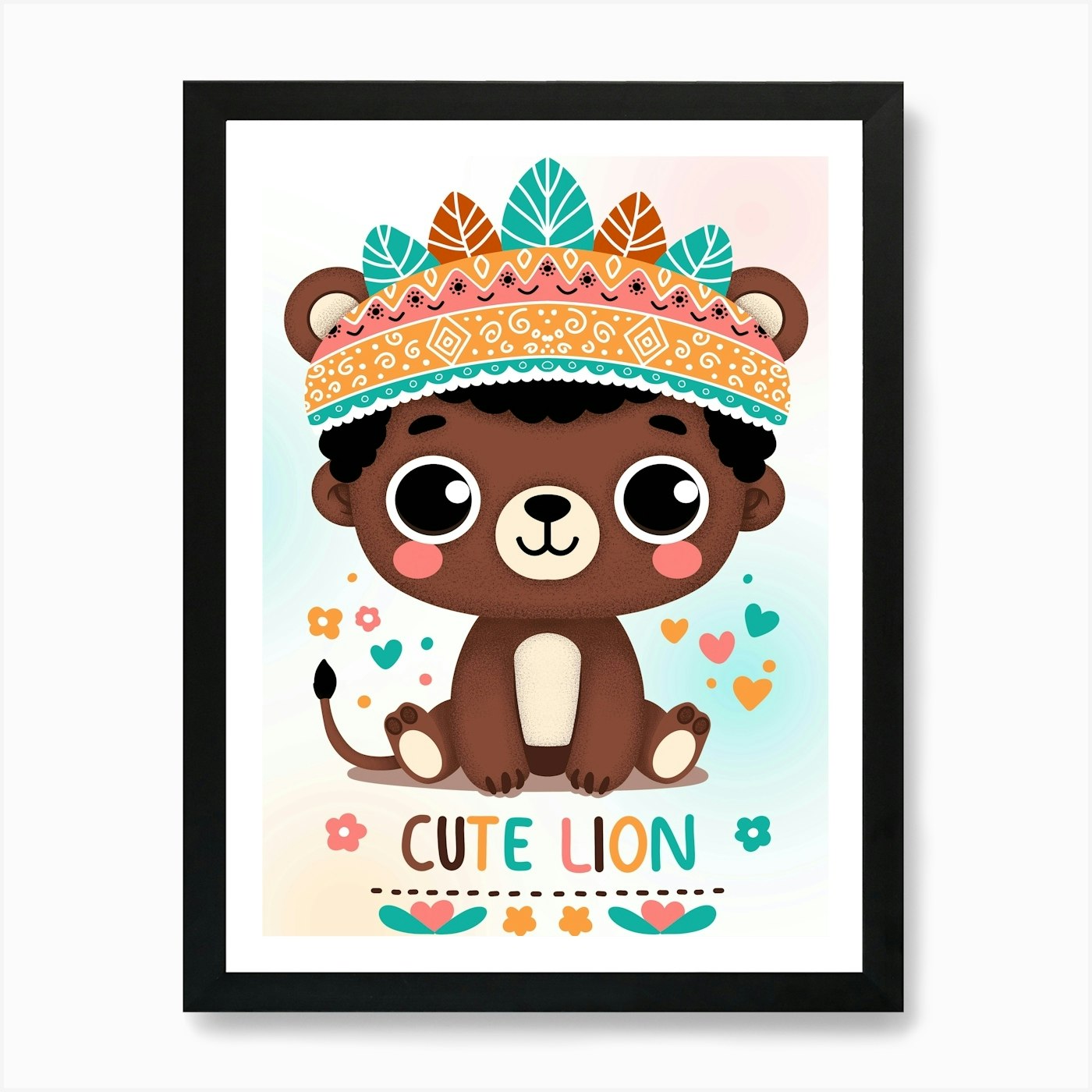 Cute Lion Art Print Framed Wall Art Poster Canvas Print Picture